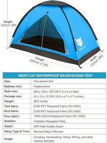 Night Backpacking Tent One 1 To 2 Persons Lightweight Waterproof Camping Hiking Tent Adults Kids Scouts Easy Setup Single LayerSpecialForCanada - Blue - View 11
