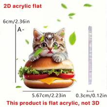 1 Piece, Cute Cat Burger Pendant, 2D Flat Acrylic Decorative Pendant, Ideal Gift For Keychain Accessories, Packaging Decorations, Anniversaries, And Valentine's Day.