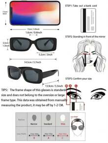 Set Of 6 Women's  With Square Frames In Fashion Style For Daily Use, Beach Travel,