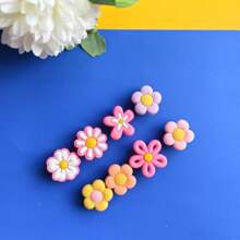 8pcs Cute Floral Shoe Decorations, Detachable Multi-Functional Sandals, Clogs, Jelly Shoes, Garden Shoes Decor Buttons, Suitable For Daily Wear, Shopping, Party, Travel