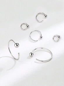 BALMORA 1 对简约百搭 S925 纯银小圆珠开口耳扣耳环，适合女性日常通勤百搭