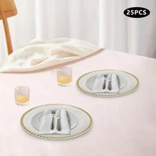 Clear Charger Plates Table Charger Plates Dinner Charger Plates - Vàng - Xem 5