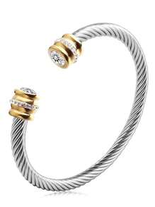 1 Pc Stainless Steel Cable Bracelet With 12 Birthstones And Zirconia, Suitable For Women