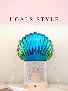 Bolso de noche de lujo 2025 para mujer con cierre de concha, bolso de mano acrílico transparente y resistente al agua, bolso bandolera perfecto para fiestas, bodas, cenas/banquetes, que combina con vestidos de novia, vestidos formales, vestidos de fiesta, vestidos de cumpleaños y vestidos de mujer.