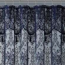 WARM HOME DESIGNS Navy Blue Lace Shower Curtain With Attached Valance And Tassels. Luxury Vintage Shower Curtain In 5 Sizes And 6 Colors. - 藏蓝色 - 查看 2