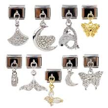 Colgante con dije de mariposa, luna y hada de diamante