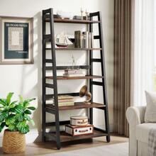 5-Tier Bookshelf Industrial Bookcase, 5 Shelf Ladder Shelf Book Storage Shelf Organizer For Living Room, Home Office