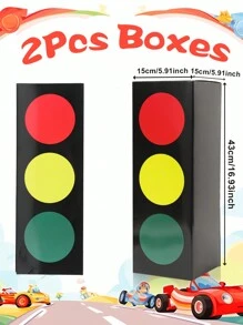 2pcs Traffic Light Box Racing Car Themed Traffic Light Center Decor Gift Box,For Race Car Birthday Party Supplies, Table Centerpiece Decorations Party Background Decor