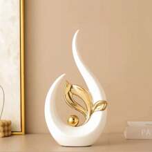 1/2 PCS White Silver Home Decor Accent Ceramic Statue Abstract Sculptures Centerpieces Mid Century Modern Decor For Tables Coffee Table Top Decorations For Living Room Desktop Shelf Dining Room Kitchen,Suitable For Home Decor, Bedroom Decor, Office And Students, The Best Christmas Gift,Wintertime Valentine's Day Gift,Decorative Items For Eid Al-Fitr In The Middle East