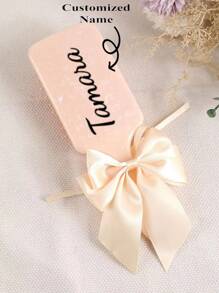 1pc Customizable Name Square Air Cushion Hair Brush With Scalp Massage - ABS Plastic, Suitable For All Hair Types, Comes With Bow Ribbon - Perfect Gift For Women And Men, Hair Brush Gifts Birthday Graduation - Multicolor - View 4