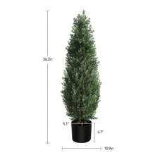 Danolapsi 2PCS 3/5FT Artificial Cedar Topiary Trees Artificial Topiary Boxwood Tree Faux Shrub UV Protection Outdoors Potted Fake Cypress Trees Faux Realistic Evergreen Plants For Home Porch Decor - 2 chiếc 3Ft - Xem 3