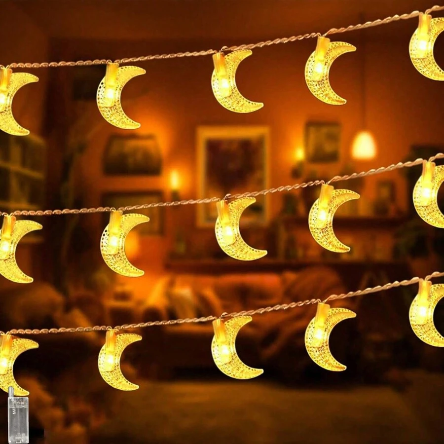 20 英尺节日灯饰 - 装饰用仙女灯 - 卧室星光仙女灯 - 月亮灯串 - 2025 年家居节日装饰（40 个 LED 灯）- 节日灯饰 花园灯 花园装饰 婚礼装饰 房间装饰 礼物 生日 毕业典礼 E-I-D - 彩色 - 查看 1