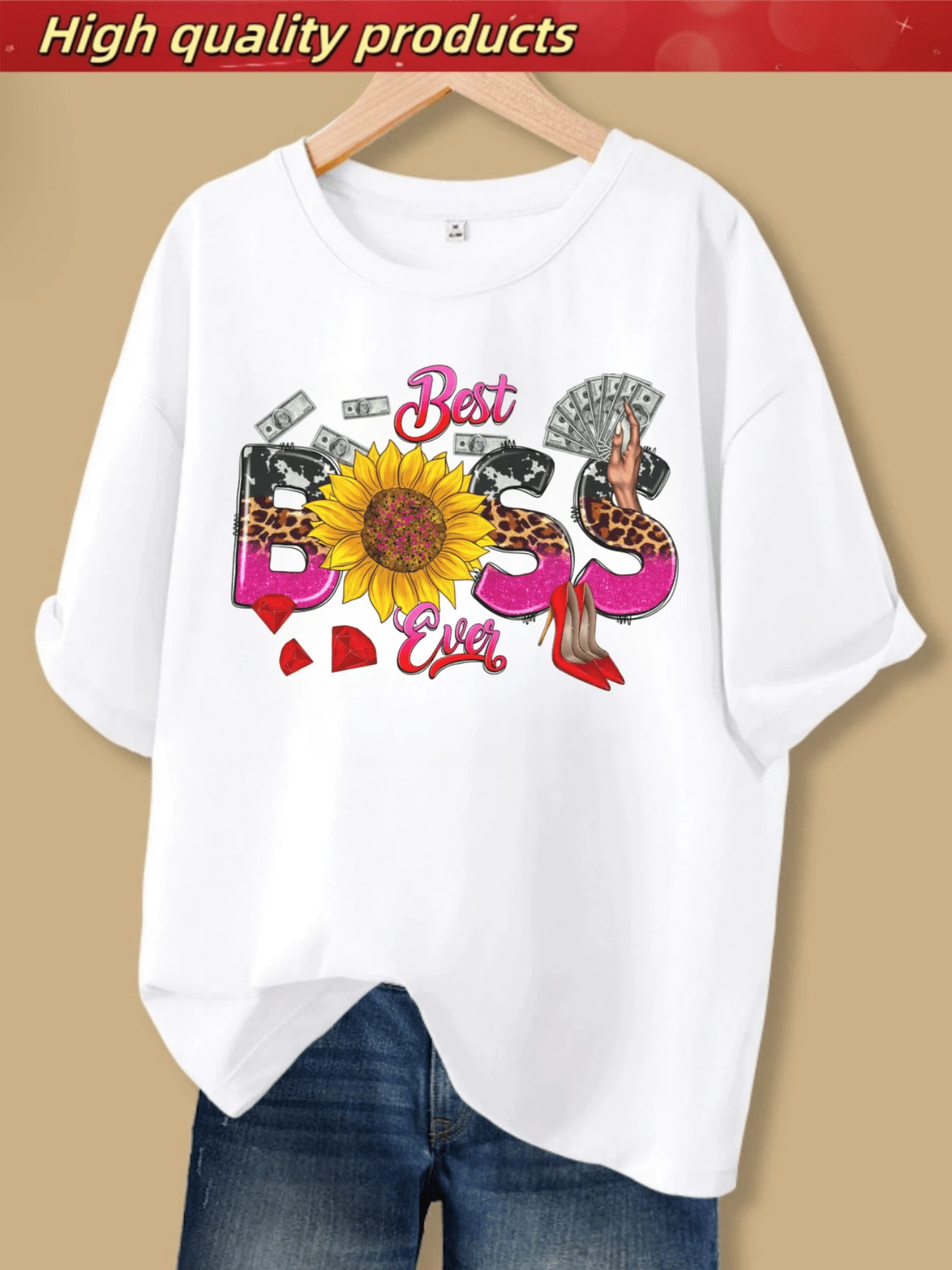 Women´S Best Boss Print Short Sleeve Daily Casual Popular T-Shirt