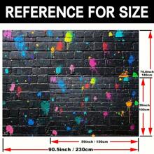 1pc Polyester Graffiti Brick Wall Backdrop Banner, Splashing Paint Design, Multipurpose Decoration For And General Celebration Events, No Electricity Needed - Versatile Photo Prop, Suitable For Room And Party Decor