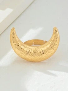 1 pieza Anillo de moda con forma de luna creciente dorada exagerada, apto para fiestas, festivales, celebraciones, Eid Al-Fitr