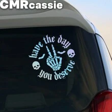 1pc Skeletal Wave Decal, Car Decal, Spooky Car Decals, Wave Decal, Skeleton Hand Decal, Bats Decal, For Girl