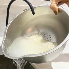 2 件装不锈钢哑光漏勺洗米碗沥水篮带孔厨房蔬菜水果清洗盆 - 20m洗米盆 - 查看 1