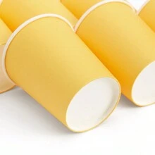 Cốc giấy dùng một lần 9 Oz, Cốc uống nước nhiều màu, Thích hợp cho nước, nước trái cây, cà phê hoặc trà, hoàn hảo cho đám cưới, tiệc tùng, dã ngoại, BBQ, du lịch và sự kiện - Màu vàng - Xem 4