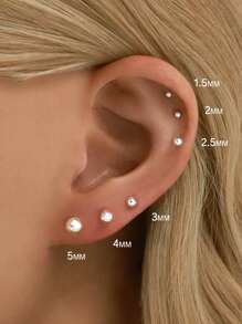 925 Sterling Silver Round Ball Stud Earrings For Women Men, Hypoallergenic  Sterling Silver Tiny Stud Earrings Set Different Sizes 1.5mm 2mm 2.5mm 3mm 4mm 5mm 6mm 8mm