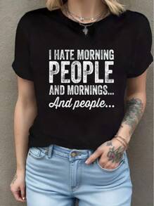 I Hate Morning People And Mornings And People T-Shirt - Black - View 1