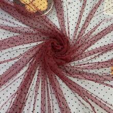 Popular High-Density Polyester Polka Dot Flocked Mesh Fabric, Suitable For Dresses, Undershirts, Headwear, Toys, DIY