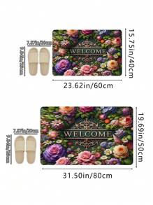 1 pieza Felpudo de entrada con estampado floral de primavera fresca, alfombra de baño antideslizante y absorbente de agua, alfombra de piso de entrada para decoración del hogar, decoración de baño del hogar, alfombra de piso, alfombra de puerta de verano, accesorios de baño, de regreso a la escuela