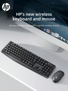 HP Black 108-Key Wireless Keyboard And Mouse Combination, 2.4G Full-Size Ergonomic Computer Keyboard, Mouse 3-Level DPI Adjustable, Office-Specific Classic Appearance Keyboard And Mouse Set - 黑色 - 查看 13
