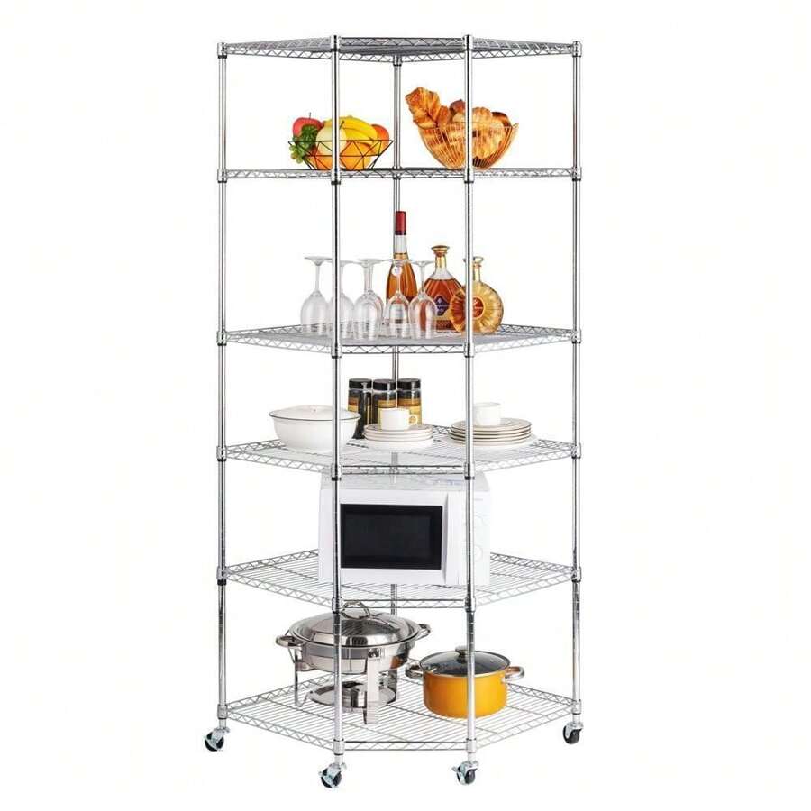 Conner 6-Tier Wire Steel Corner Shelf Garage Storage Shelving Rack Garage Rack - 1 - View 1