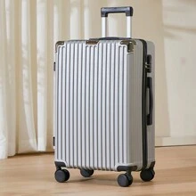 28 Inch Large Capacity Luggage Suitcase With Lock, Portable Travel Case For Easy Travel Bag For School School Accessories School Stuff - Silver - View 2