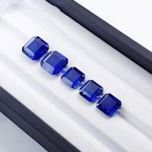 One 100% Lab Grown Sapphire Asscher Cut Gemstone For Charms Advanced Jewelry Making Materials DIY - Blue - View 3