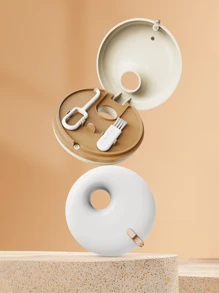 1pc Donut-Shaped Retainer Storage Box, Invisible Retainer Teeth Correction Retainer Storage Box, Portable Denture Storage Box, Storage Bins For Home Organization , Double Layer Dentals Case, Round Brace Box, Retainer Case, Invisible Brace Storage Box, Mouth Guard Case For Travel. - Multicolor - View 4