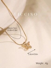 FICCINO 镂空蝴蝶锆石立方装饰钛钢镀金项链，精致蛇链项链，日常佩戴和礼物，附赠礼盒 - 147n - 查看 4