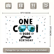 Decoraciones de primer cumpleaños "One Cool Dude" - Telón de fondo, Pancarta "One Cool Dude", Temática de gafas de sol, Pancarta de primer cumpleaños "Cool 1st Birthday", Suministros para la mesa del pastel de fiesta de primer cumpleaños