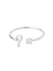 1Pc Minimalist Initial Open Ring Cubic Zirconia Alphabet Letter Rings Fashionable Jewelry Accessories(No Gift Box)