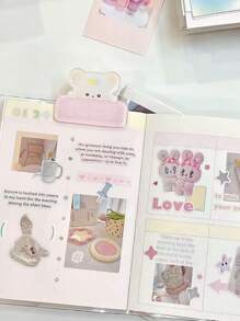 10个装可爱果冻小狗PP夹，适合开学季，双面亚克力，学生账户标签纸PP夹，可用于夹礼物、贺卡、情人节卡片