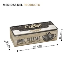Caja Organizadora Para Té/café Madera 3 Compartimentos Minimalista - Caja Café - Ver 2