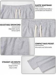 Blueplus Simple And Fashionable Straight Leg Tracksuit Pants, Breathable And Comfortable Soft Fabric, Solid Color Outdoor Casual Lace-Up Tracksuit Pants - Light Grey - View 4