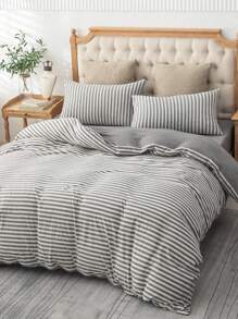 CAQQA 2/3-Pieces Turkish Cotton Woven Duvet Cover Set | Duvet Cover And Pillowcase, Modern Bedding For Bedroom, 150*200 Cm, 200*200 Cm, 200*220 Cm, 220*240 Cm - Dark Grey - View 4