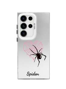 1 st. Aangepast spinnenhartpatroon kleurrijk zilveren telefoonhoesje, compatibel met Samsung S24/S24 Plus/S24 FE/S24 Ultra/S25/S25 Plus/S25 Ultra, compatibel met 16 Pro Max/16 Plus/16 Pro/16 en andere modellen.