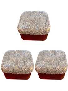 1 件奢华闪亮水钻珠宝盒、化妆垫、戒指、手镯、耳环、项链收纳盒，紧凑便携设计，适合梳妆台和旅行 - 銀色 - 查看 10