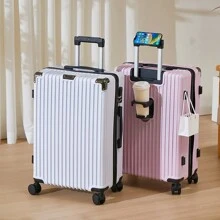 28 Inch Large Capacity Luggage Suitcase With Password, Rolling Travel Trolley Case, For Convenient Travel Bag For School School Accessories School Stuff - White - View 5