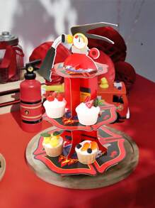 1pc Fire Extinguisher Shaped Cake Stand, Firefighter Themed Birthday Party Decoration, Food Display Rack For Firefighter Party Cakes, Baby Shower Decor - Fire Extinguisher - View 5