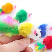 Set de 5 piezas/10 piezas/15 piezas/20 piezas de juguetes de ratón de peluche para gatos para la salud dental - Juego interactivo interior y limpieza de dientes, colores surtidos
