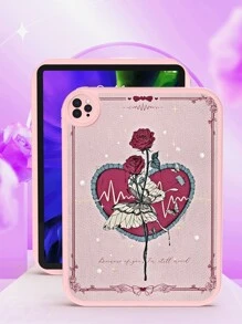 1个浪漫玫瑰蝴蝶心形原创手绘防震平板电脑保护套，适用于MatePad 10.4英寸，内置360度加厚防摔皮革10.2英寸平板电脑保护套 - 彩色 - 查看 4