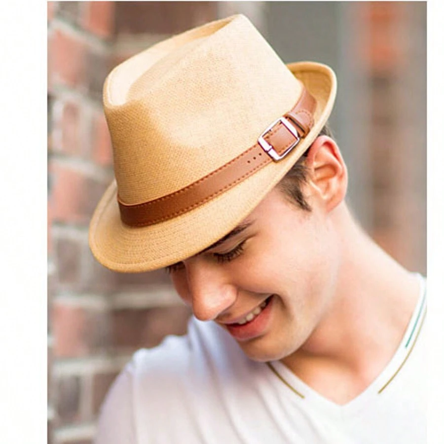 Panama Style Fedora Straw Sun Hat With Leather Belt Womens Fedora Hats For Women Dress Hats Women Hats Fashion Straw Fedora