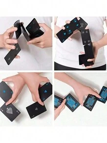 1 Set Of 54pcs Waterproof Playing Cards - Black Waterproof Plastic Playing Cards With Foil Coating - Ideal For Magic, Gambling, Collectors, Valentine's Day/New Year Gifts, Adult Party Games, Holiday Gifts