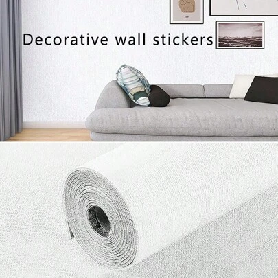 NetHong 10M Thicken Wallpaper Thermal Insulation Linen Plain Wall Sticker Self-Adhesive