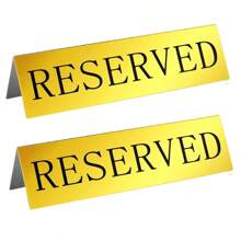 2/4/6 Pcs Gold Metal Tabletop Reserved Signs, Family Wedding Reserved Place Cards, Engagement And Reception Table Setting Cards, Waterproof Double Sided Seat Reservation Signs For Restaurants, Banquets, Weddings, Birthday Parties, Ceremonies And Events, Conference Rooms, Pre- Leave Table Decoration, Wedding Decoration, Double Sided Tent, Restaurants Best Gifts
