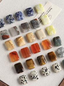 EECLYCJ 10/20 hạt đá tự nhiên hình chữ nhật 13*18mm hỗn hợp ngẫu nhiên DIY dạng hạt rời, pha lê tự nhiên, đá hình, mã não, mắt hổ, đá đốm, đá Aventurine xanh, đá thạch anh hồng, thạch anh tím, đá Sodalite nhiều màu hỗn hợp thương hiệu hòa bình may mắn năng lượng cho phụ nữ/bé gái/phụ nữ làm đồ trang sức vòng cổ vòng tay cổ điển Bohemian thủ công - 13*18mm - Xem 2