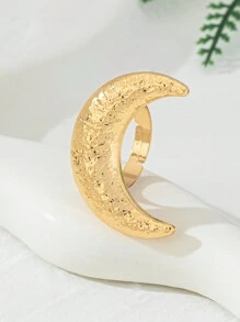 1 pieza Anillo de moda con forma de luna creciente dorada exagerada, apto para fiestas, festivales, celebraciones, Eid Al-Fitr
